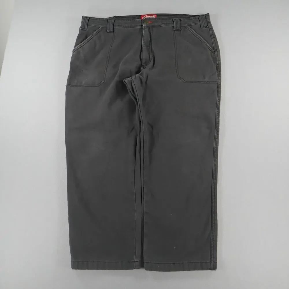 Coleman Pants Mens (40x28) Gray Flannel Lined Utility Outdoors Work Carpenter